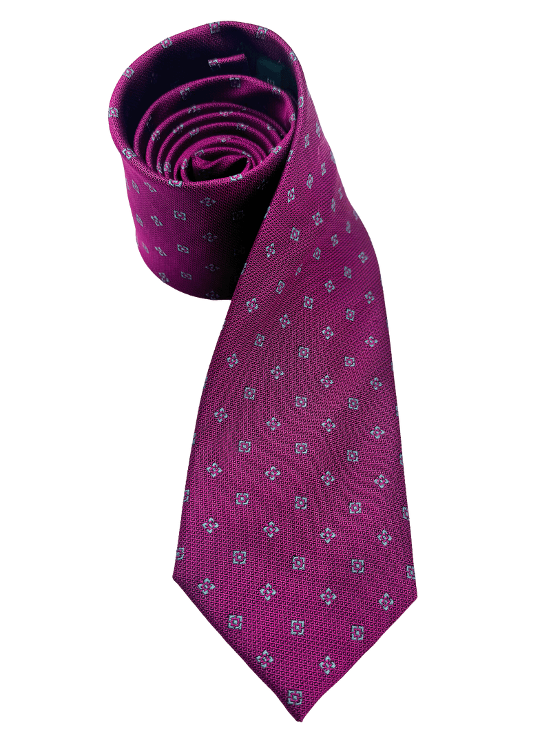 Fushcia Square Print Silk Tie