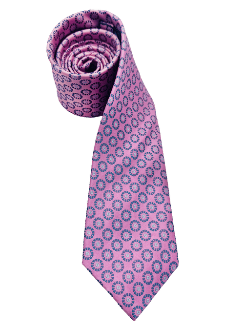 Pink Circle Print Silk Tie