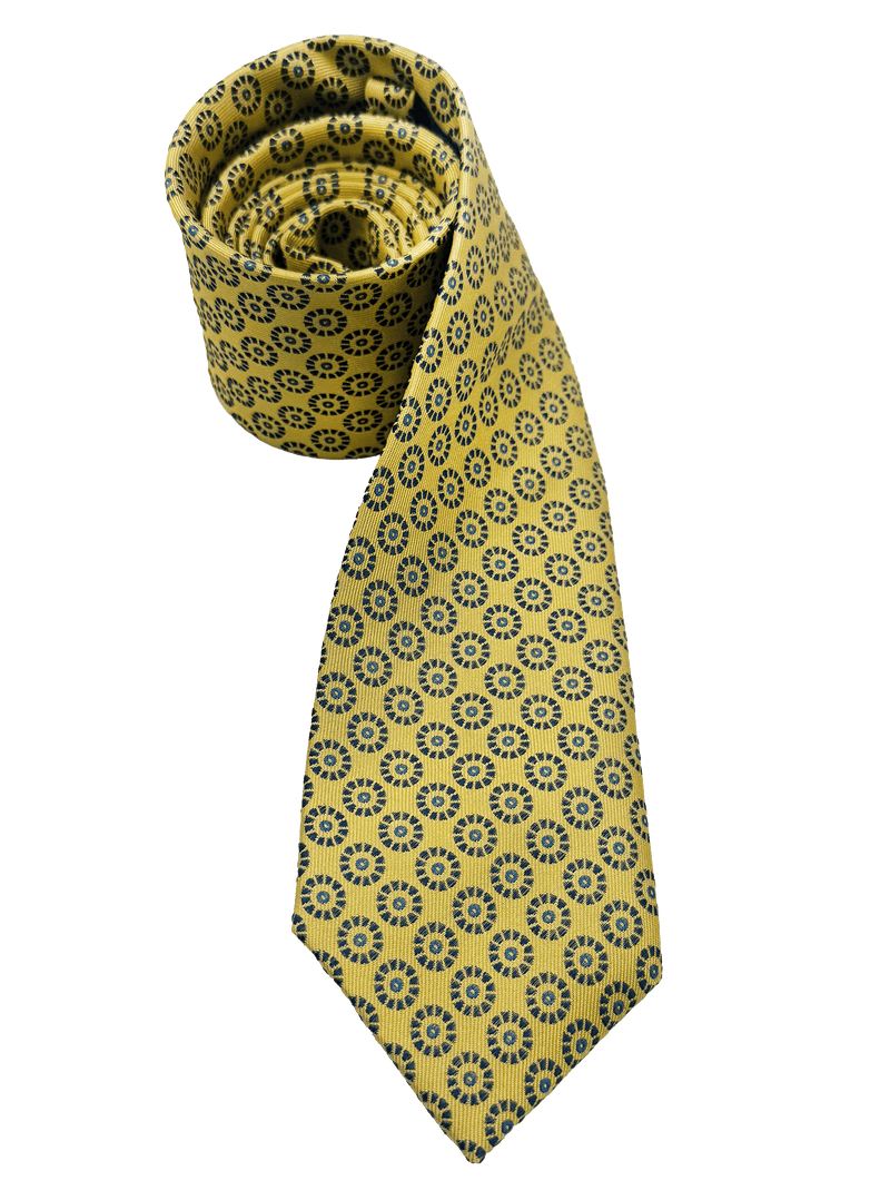 Yellow Circle Print Silk Tie