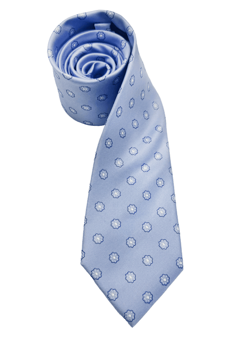 Light Blue Floral Print Silk Tie