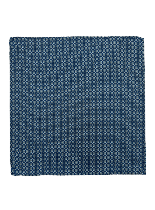 Blue Octagram Print Silk Pocket Square