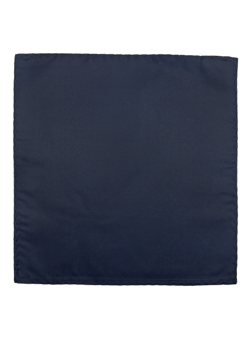 Navy Textured Silk Pocket Square