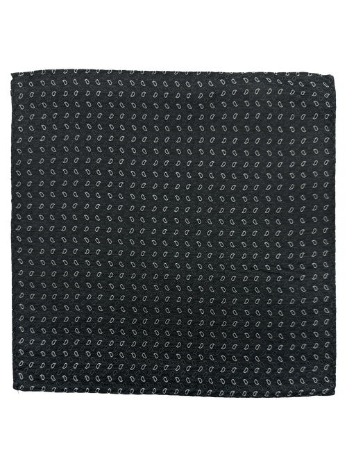 Black Droplet Print Silk Pocket Square