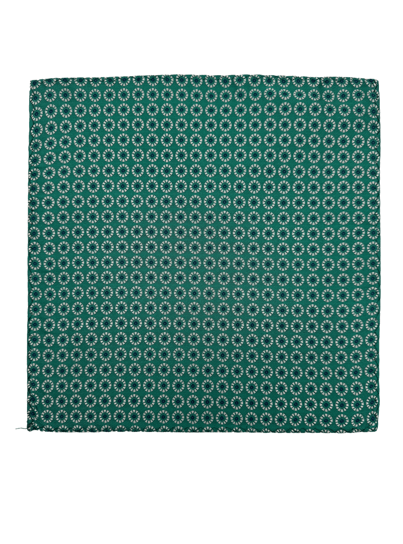 Green Circle Print Silk Pocket Square