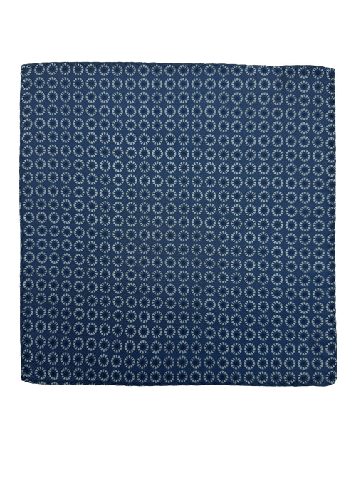 Blue Circle Print Silk Pocket Square