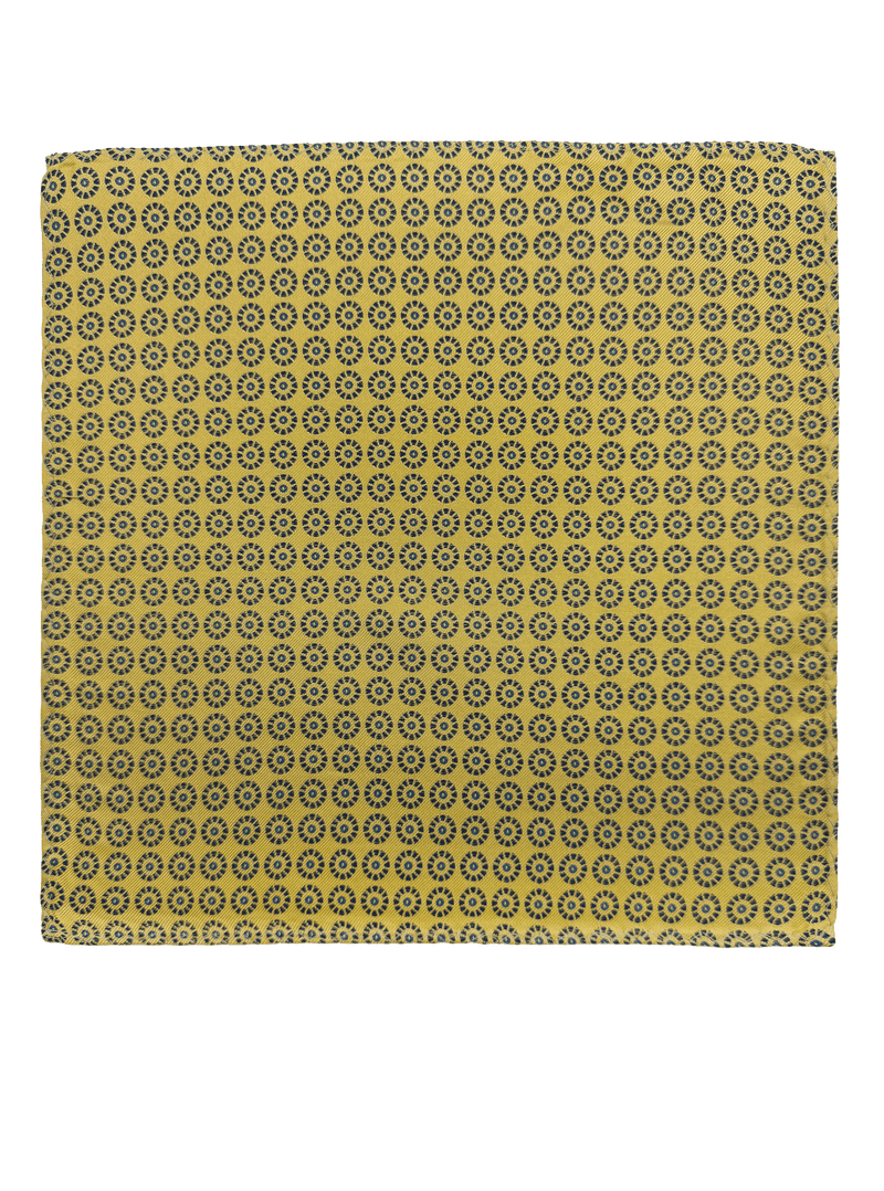 Yellow Circle Print Silk Pocket Square