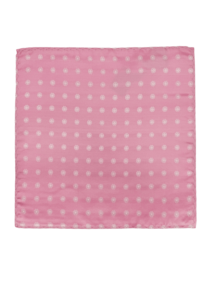 Pink Floral Print Silk Pocket Square