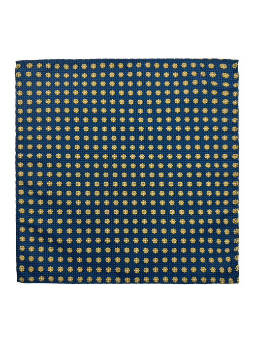Canal Navy Orange Rosette Pocket Square