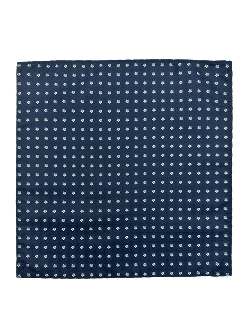 Murray Navy White Floral Pocket Square