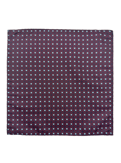 Murray Aubergine Light Blue Floral Pocket Square