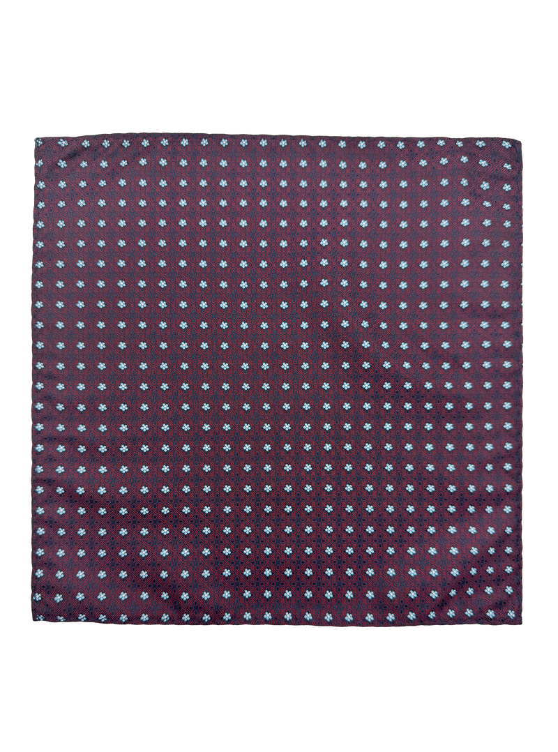 Murray Aubergine Light Blue Floral Pocket Square