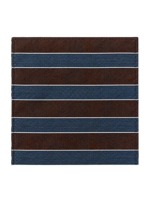 Stuyvesant Brown Denim Blue Striped Pocket Square