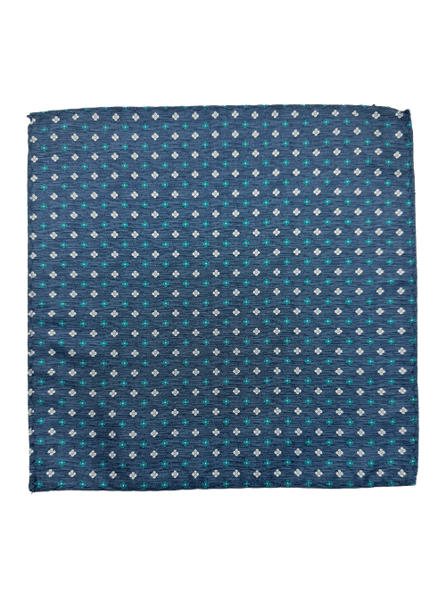 Delmonico Blue Neat Floral Pocket Square