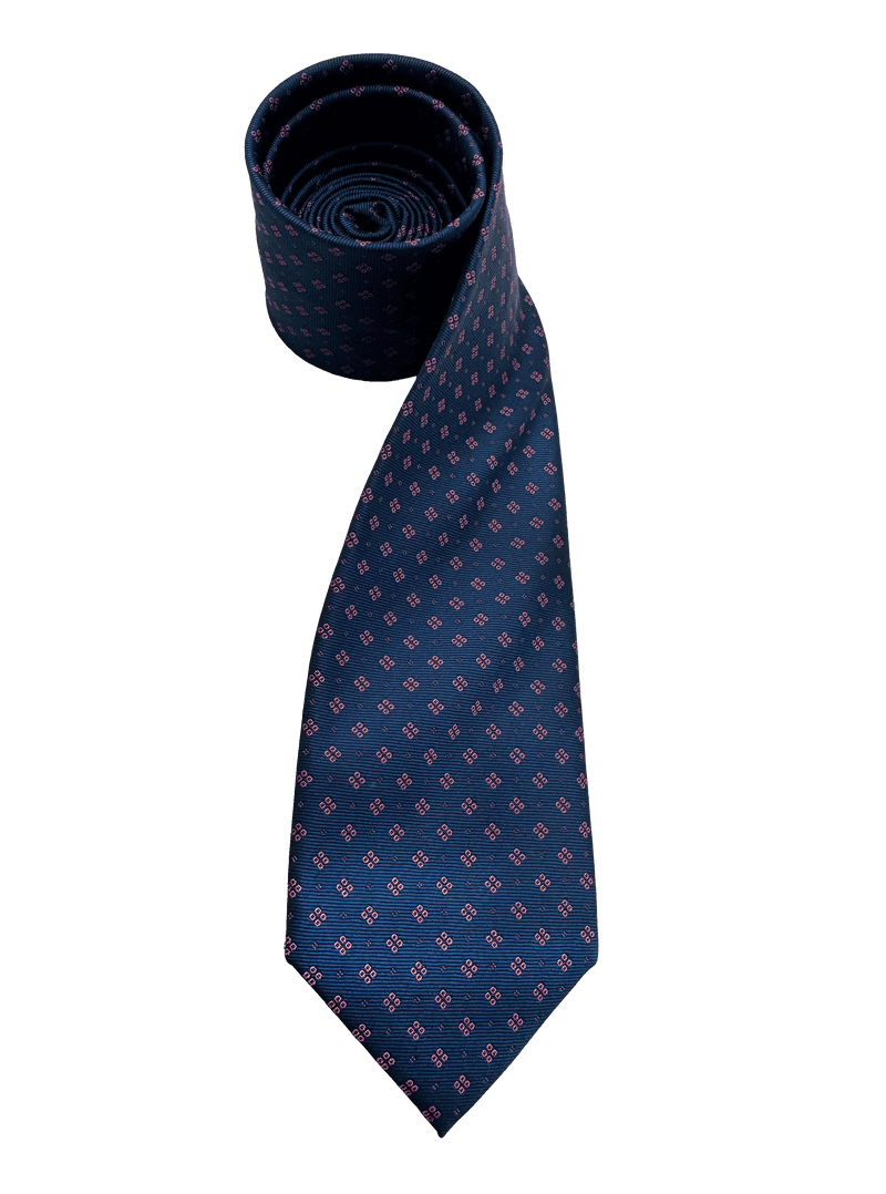 Carnegie Blue Pink Dot Grid Morif Tie