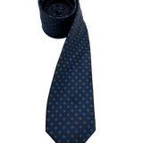 Carnegie Navy Orange Dot Grid Motif Tie