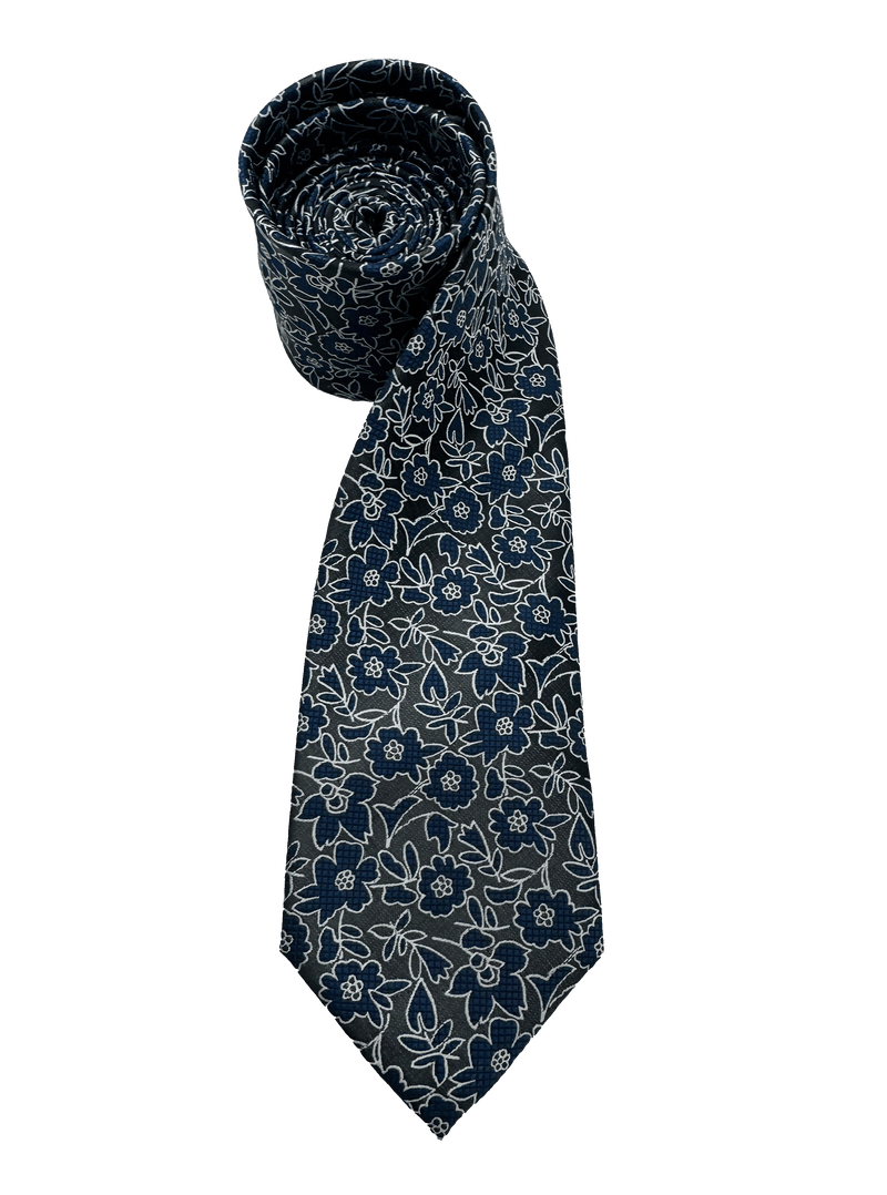 Fifth Navy Gunmetal Floral Tie