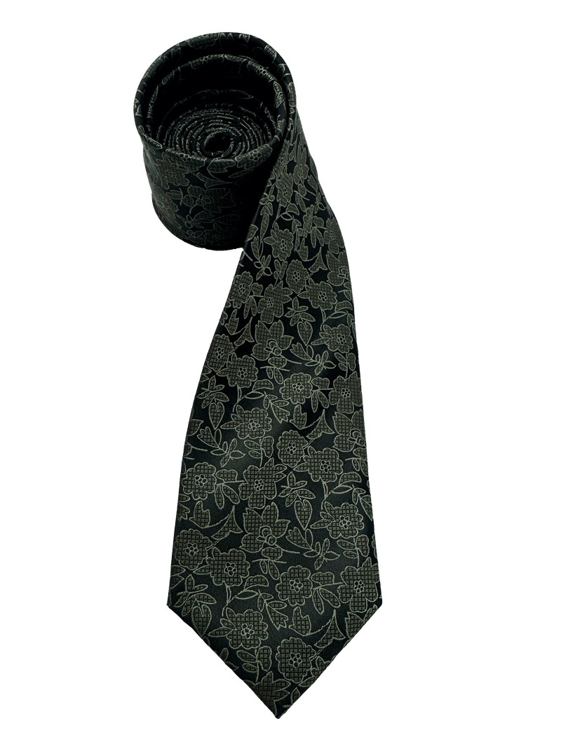 Fifth Black Khaki Floral Tie