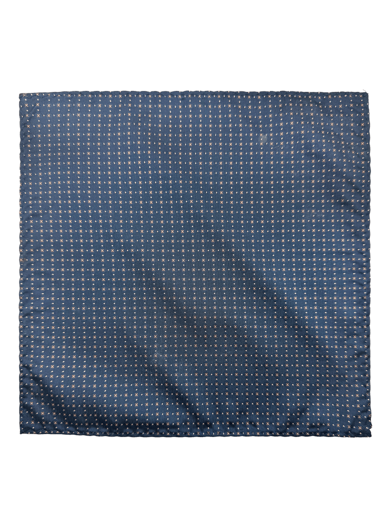 Nassau Navy Brown Dot Cross Motif Pocket Square