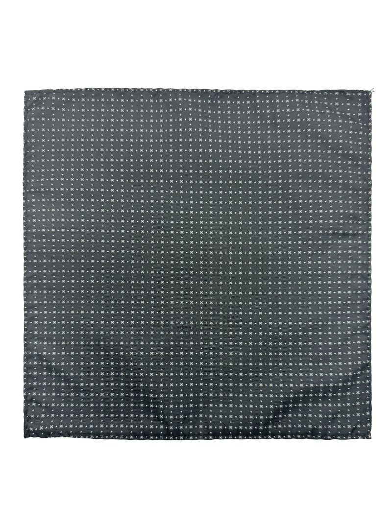 Nassau Black White Dot Cross Motif Pocket Square