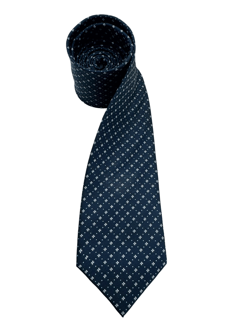 Nassau Navy White Dot Cross Motif Tie