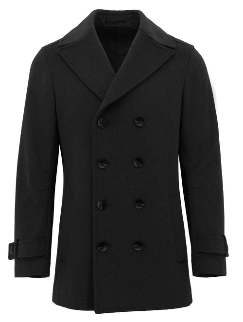 Peabody Black Double Breasted Overcoat