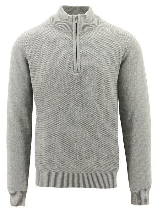 Barco Grey Quarter Zip Ribbed Knit Jumper