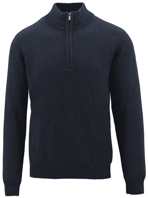 Barco Navy Quarter Zip Ribbed Knit Jumper