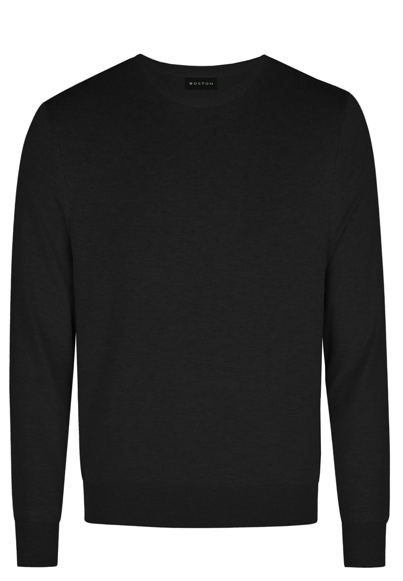 Black Merino Wool Crew Knit