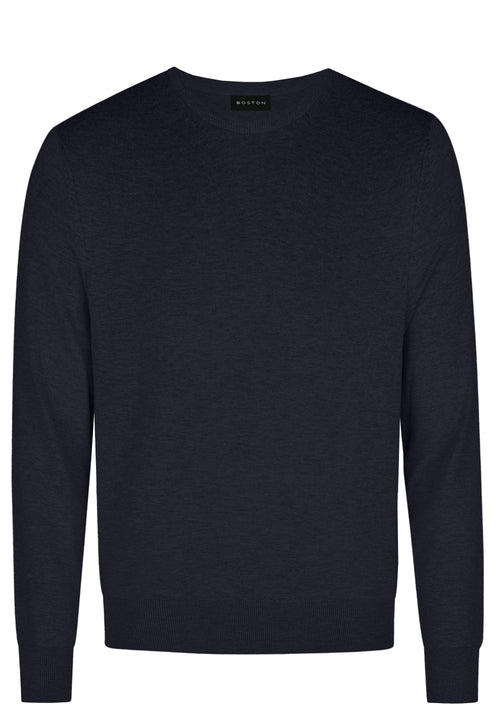 Navy Merino Wool Crew Knit Jumper