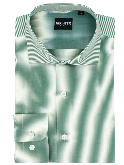 Jacque Business Green Striped Shirt